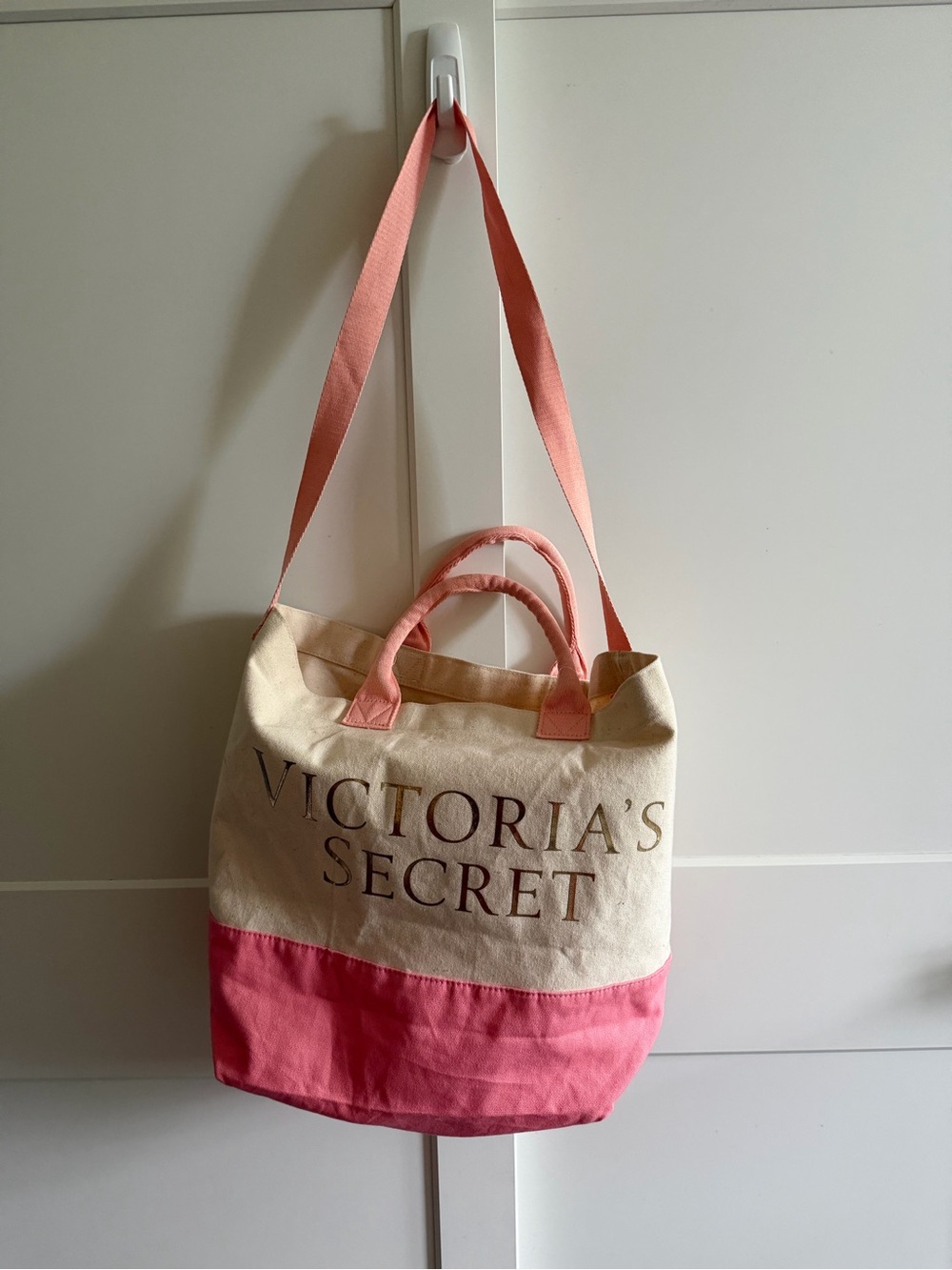 Victoria’s Secret Pink Cream Canvas Tote Shoulder Bag